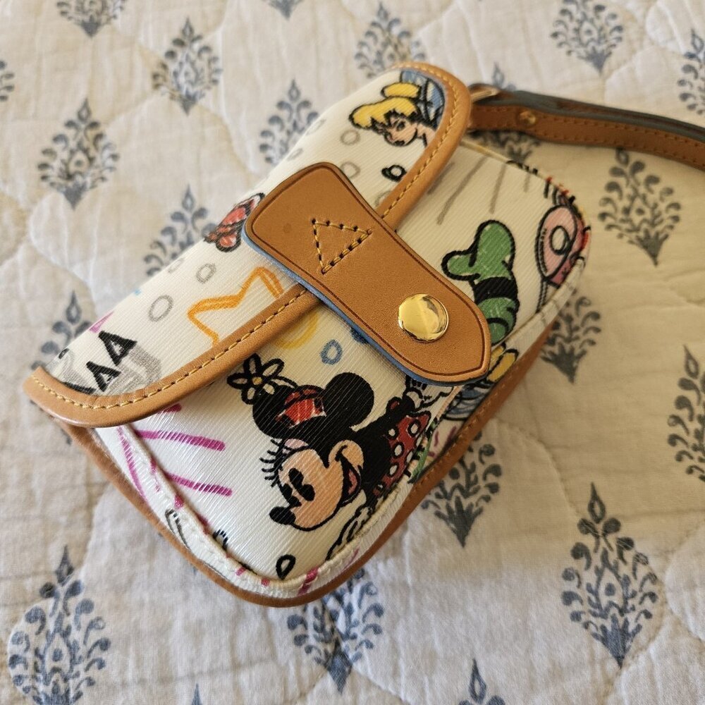Dooney & Bourke Disney Sketch Wristlet Mickey Minnie Tinker Bell Rare Retired - Picture 13 of 16